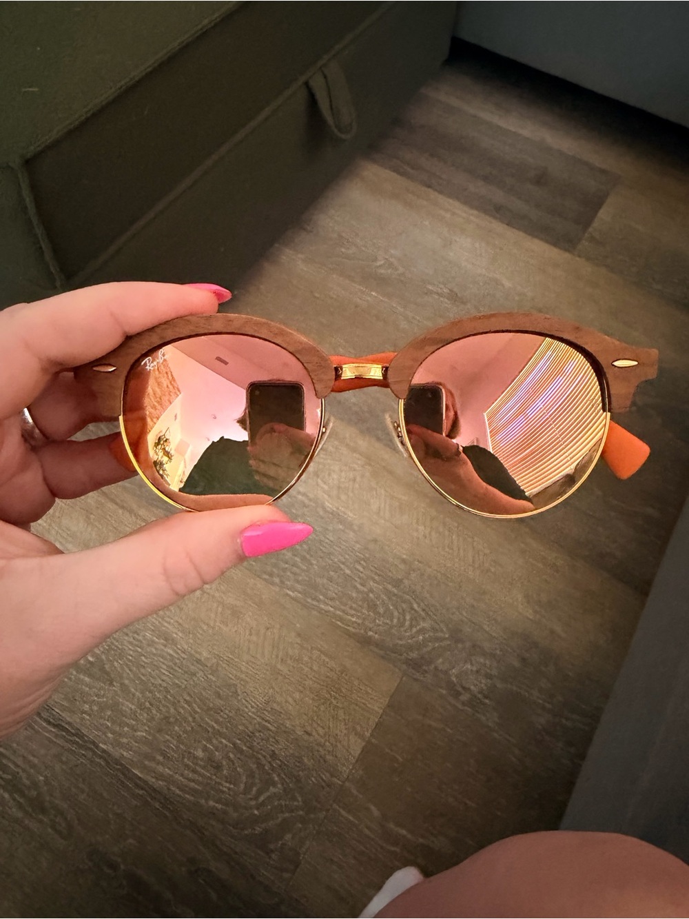 Ray-Ban Brown Frame Pink Mirrored Lens Sunglasses